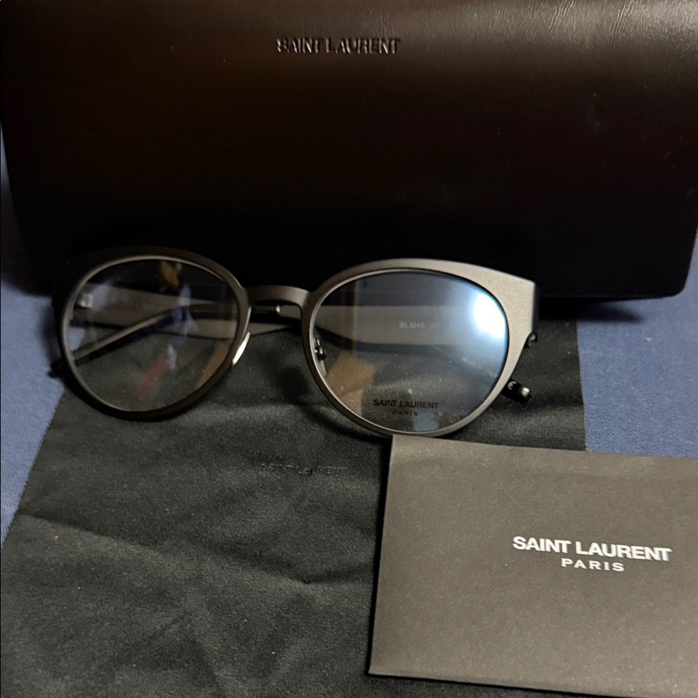 Saint Laurent Round-Frame Metal Optical Frames Black